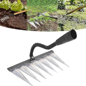 Метално гребло со дрвена рачка